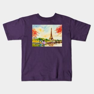 Eiffel Tower Art Painted Kids T-Shirt
